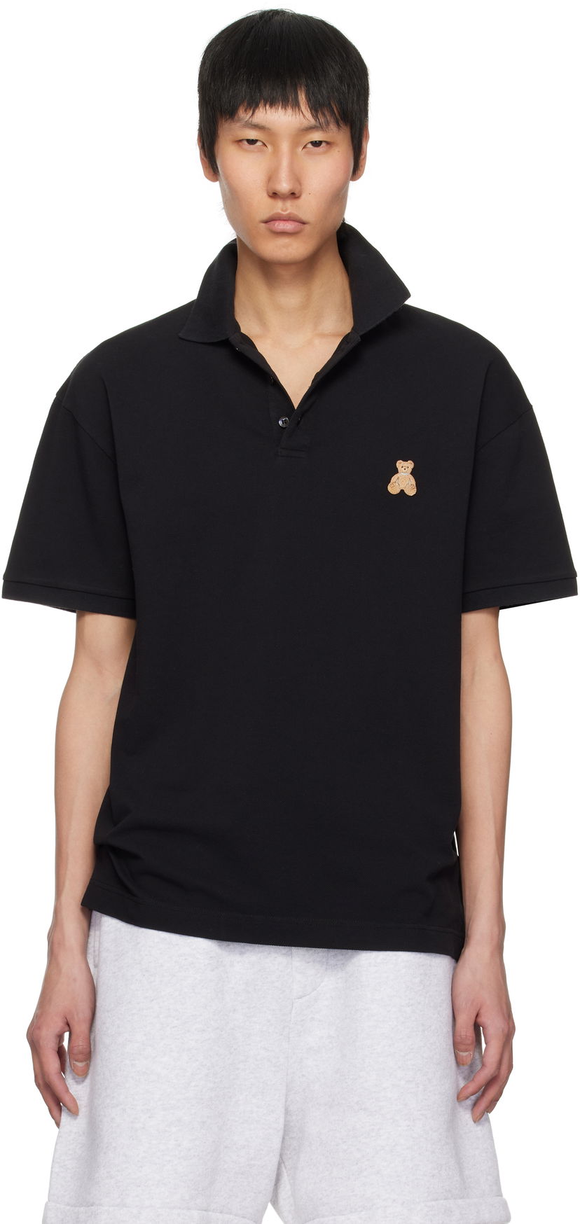 Polo majica Palm Angels Palm Angels 'Bear in Mind' Polo Shirt Crna | PMGB029S25FAB0011060