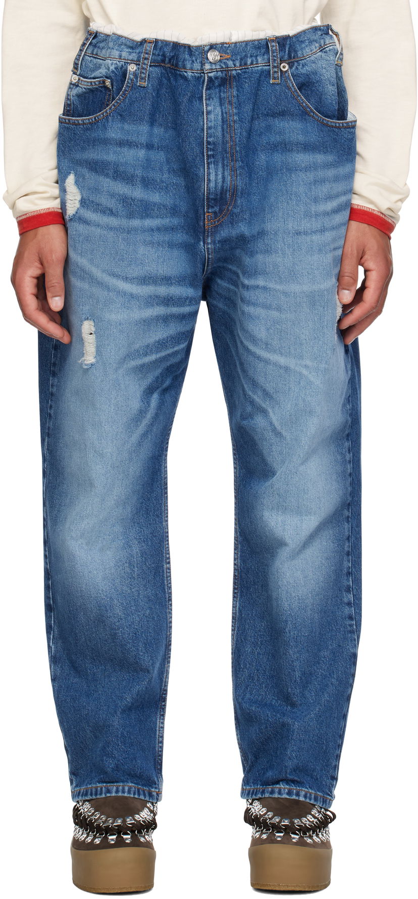 Jeans Bluemarble Trompe L'œil Distressed Jeans Plava | PA71 DE11B24 BLU