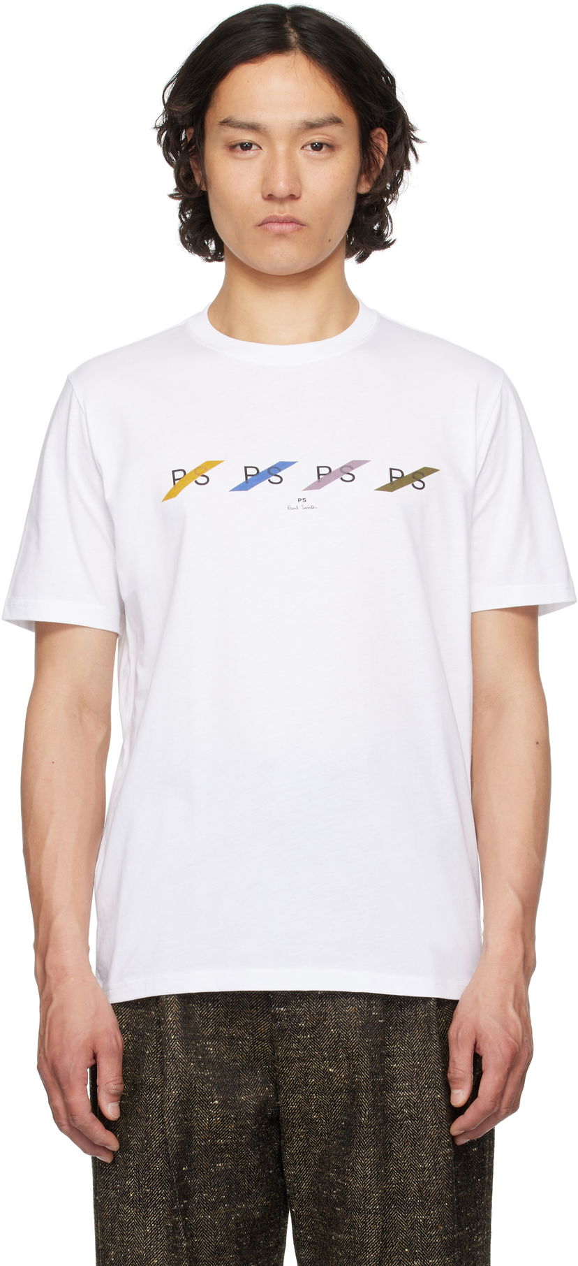 Majica kratkih rukava Paul Smith PS Paul Smith 'PS' Row Multi T-Shirt Bijela | M2R-011R-PP5082-01