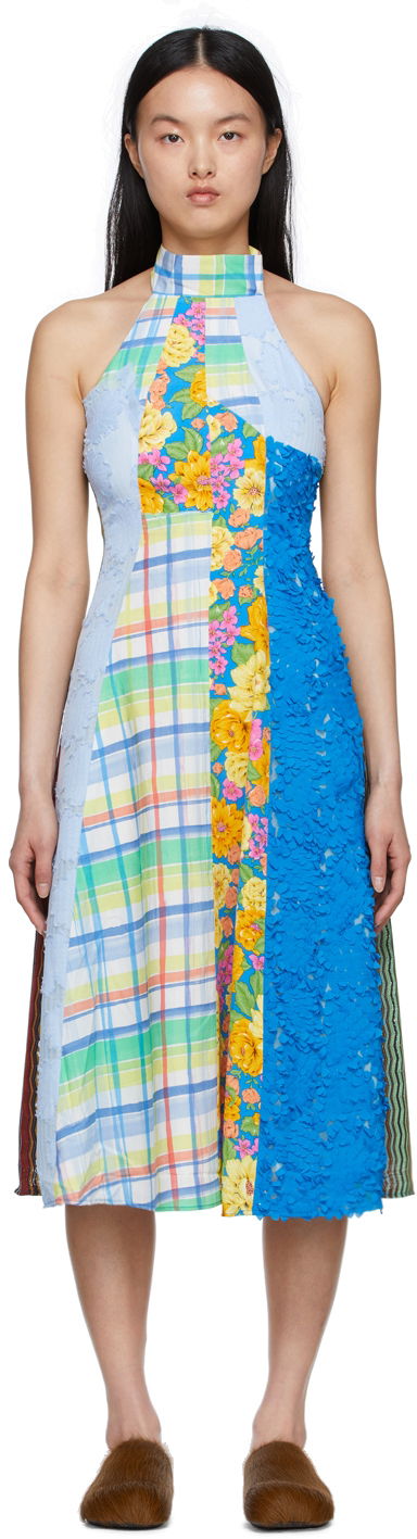 Haljina Andersson Bell Patchwork Halter Midi Dress Plava | atb742w