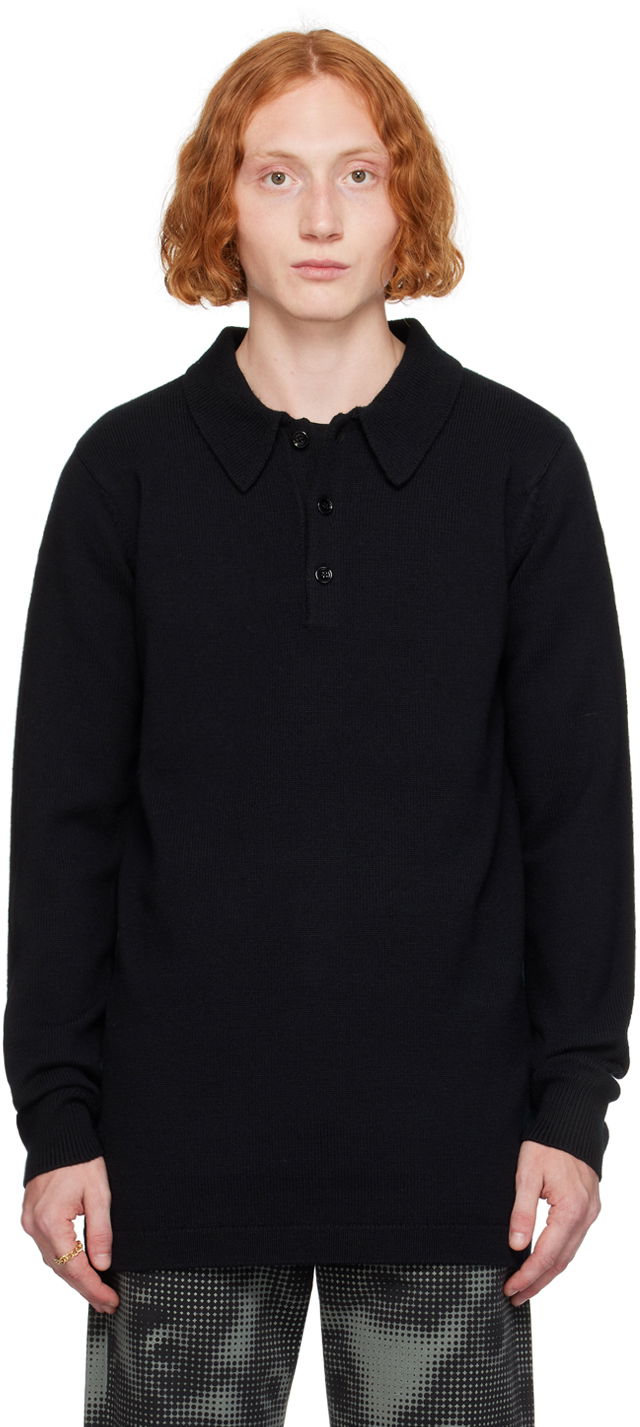Polo majica Dries Van Noten Polo Virgin Wool Crna | 242-021228-9706