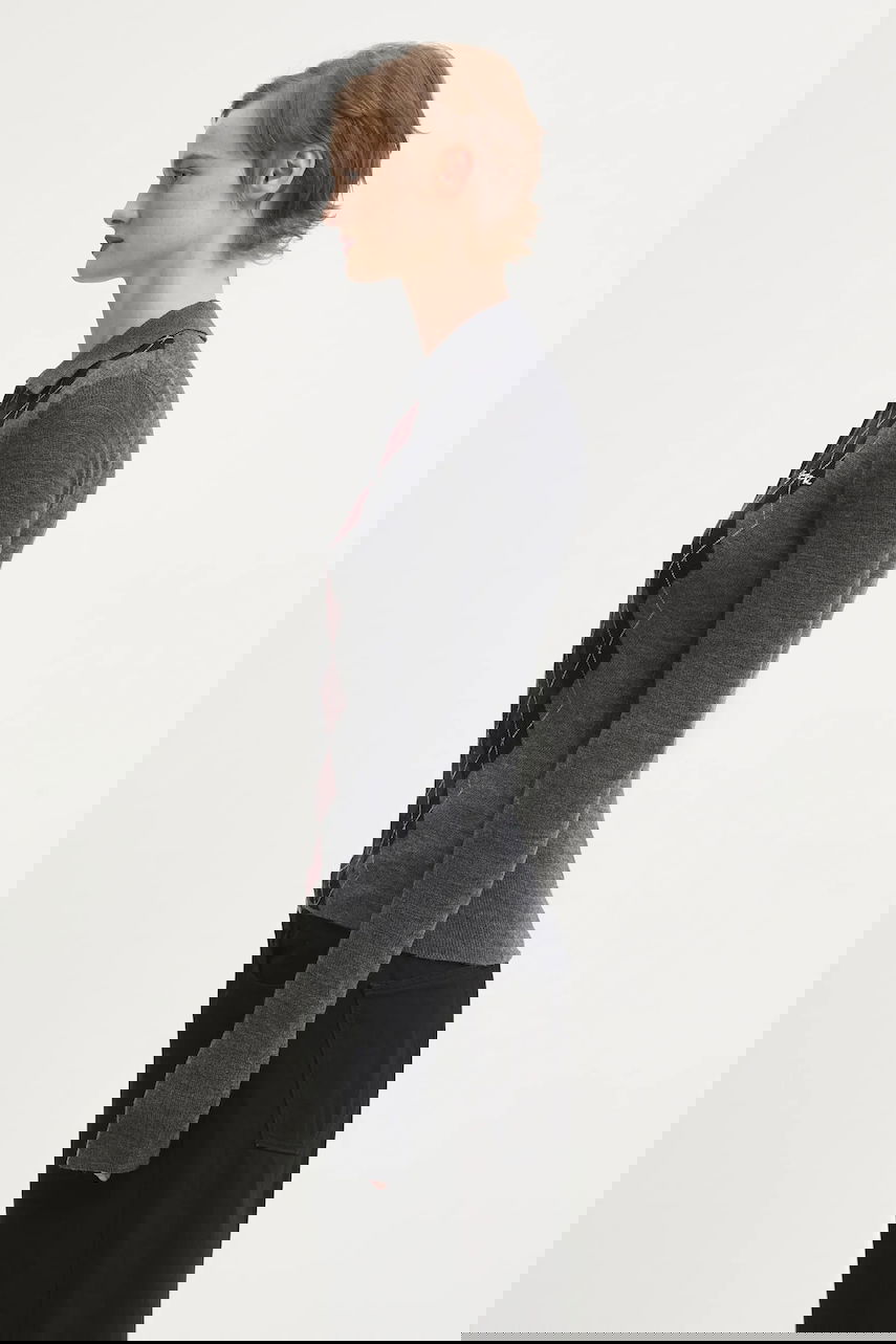 Polo majica GANNI Knitted Argyle Polo Top Siva | K2314, 1