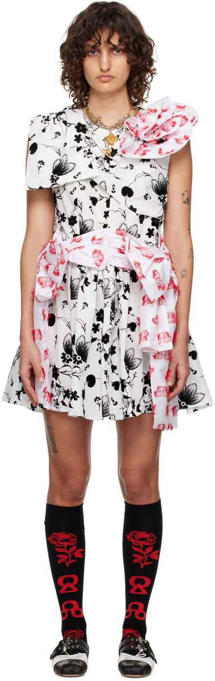 Haljina Chopova Lowena Floral Print Asymmetric Minidress Bijela | 1277