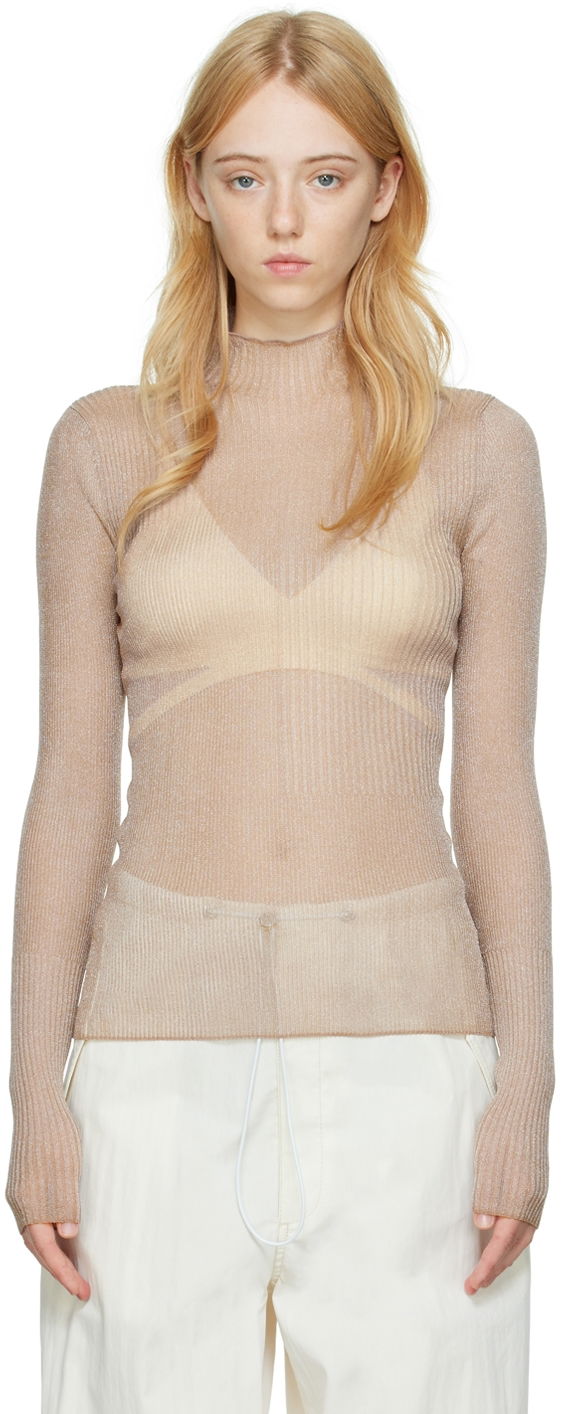 Džemper Dion Lee Dion Lee Ribbed Long Sleeve T-Shirt Bež | C7095P22