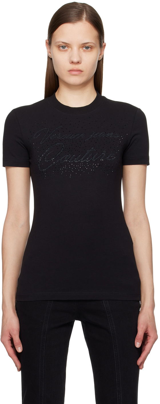 Majica kratkih rukava Versace Couture Black Crystal-Cut T-Shirt Crna | E76HAH6A8_EJ0020