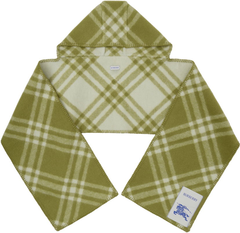 Šal Burberry Check Hooded Scarf Zelena | 8101359