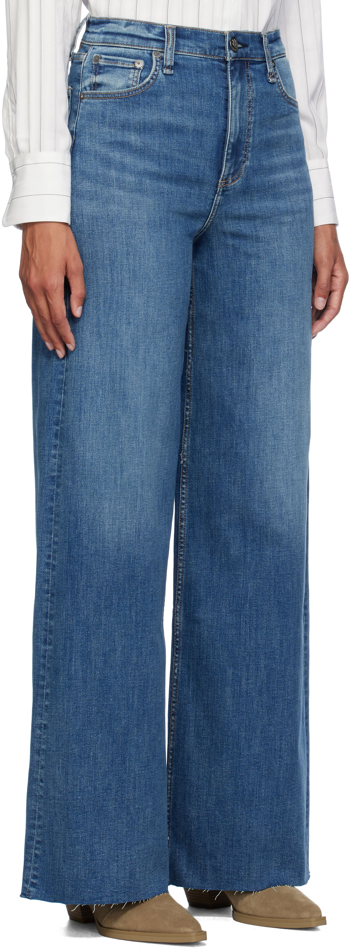 Jeans rag & bone Rag & Bone Flexi Sofie Wide-Leg Jeans Plava | WDD24F2952FUWI, 1