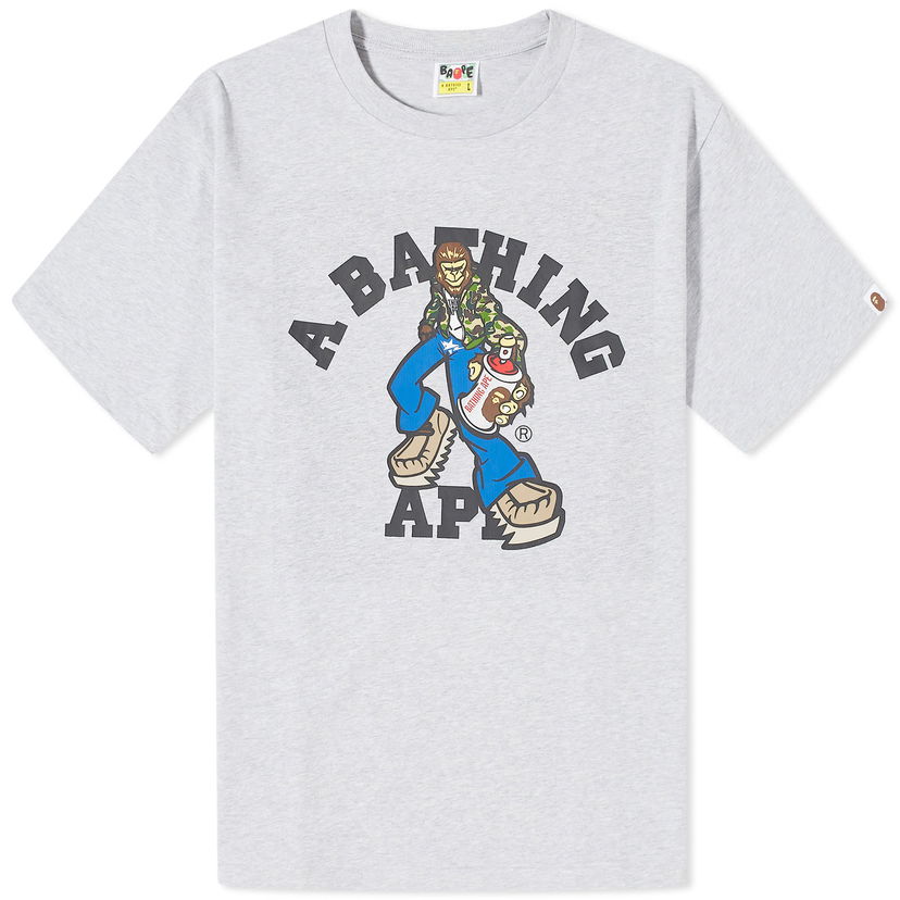 Majica kratkih rukava BAPE A Bathing Ape Graffiti Character College T-Shirt Siva | 001TEK301331M-GRY