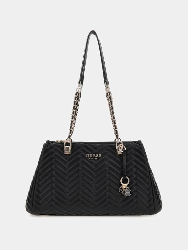 Ručna torbica GUESS Quilted Shopper Bag Crna | HWQG9508090