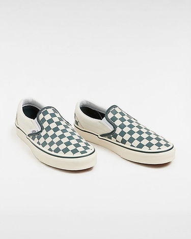 Tenisice i cipele Vans Classic Slip-on Checkerboard Shoes (checkerboard Green/true White) Unisex White, Size 2.5 Siva | VN000BVZBGN, 1