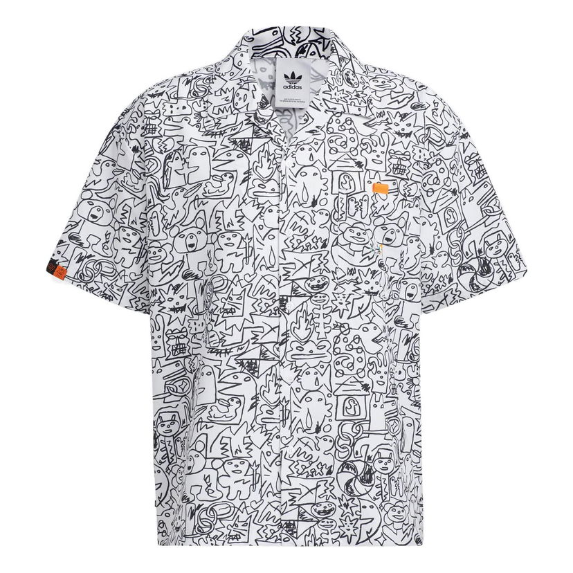 Košulja adidas Originals Originals Casual Short Sleeve Doodle Print Shirt Bijela | HR6450