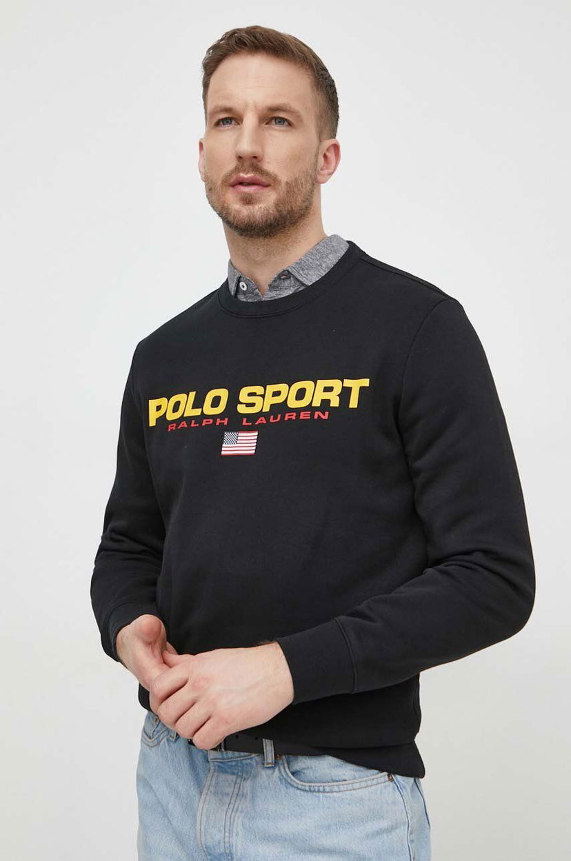 Dukserice Polo by Ralph Lauren Black Printed Sweatshirt Crna | 710835770