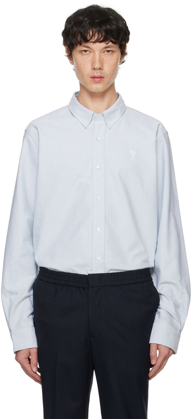 Košulja AMI Paris Blue Classic Fit Shirt Siva | USH060.CO0031