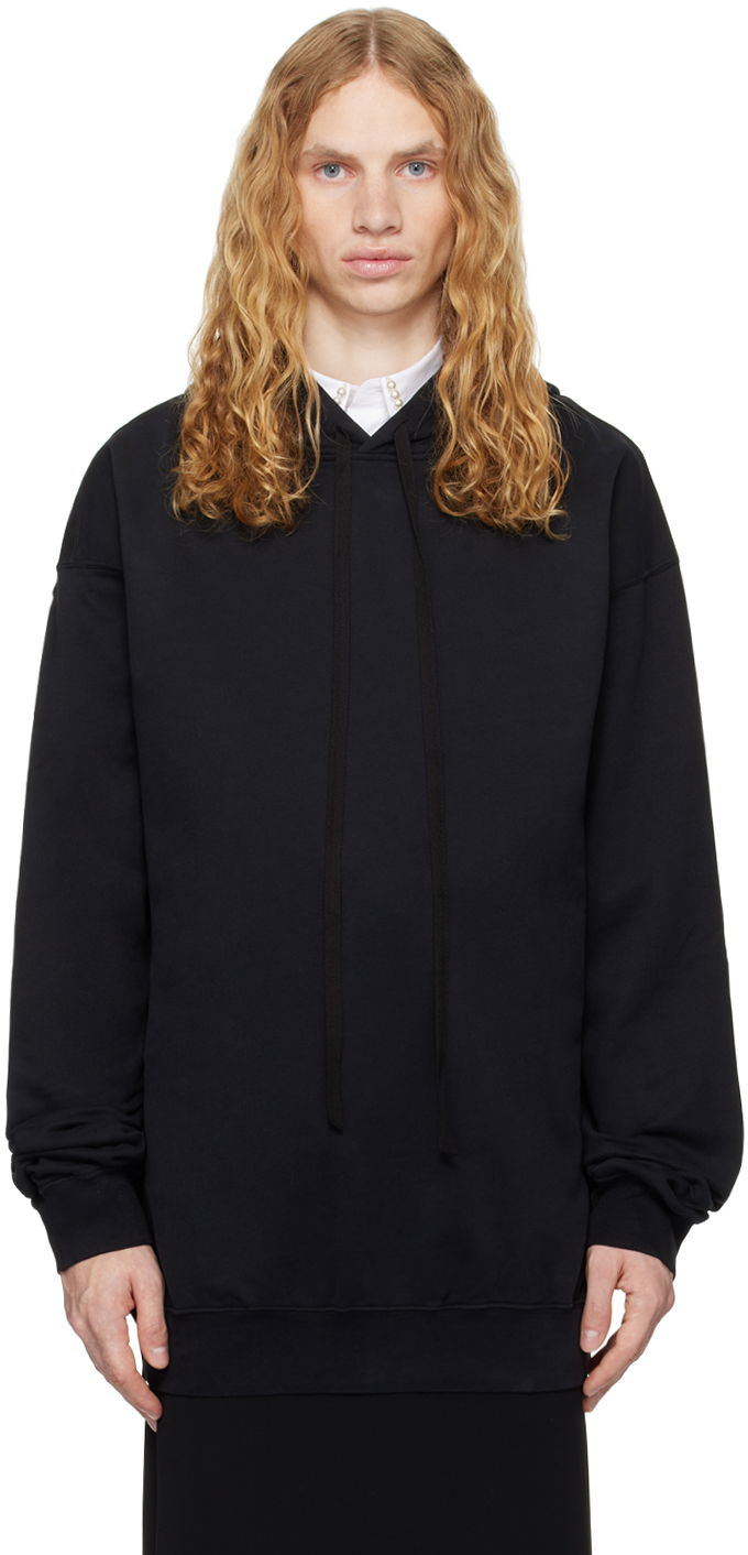 Dukserice Ann Demeulemeester Ann Demeulemeester Ollie Printed Comfort Hoodie Crna | 2402-M-JSW01-37-FA185-099