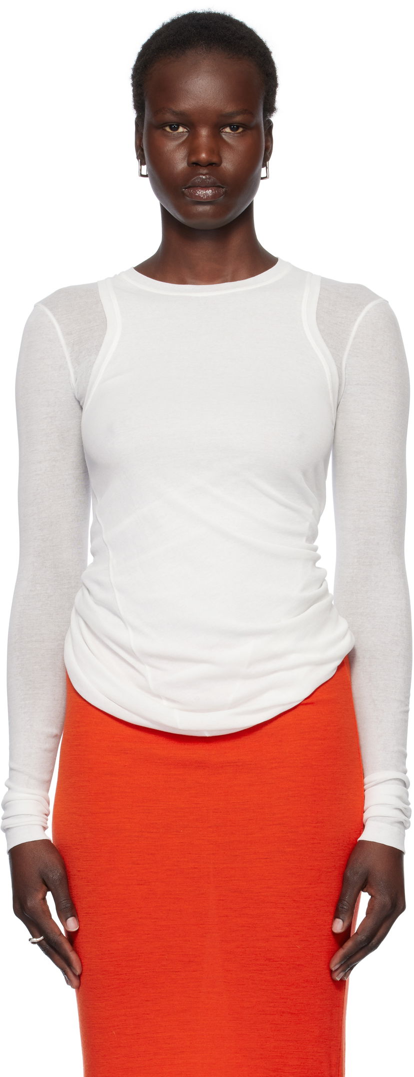 Majica kratkih rukava Jil Sander Jil Sander Crewneck Long Sleeve T-Shirt Bijela | J02NH0012_J20249