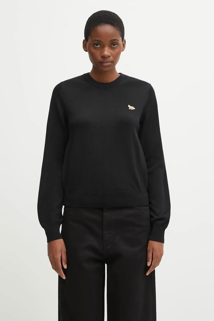 Džemper MAISON KITSUNÉ Baby Fox Merino Regular Sweater Crna | PW00801KT1181