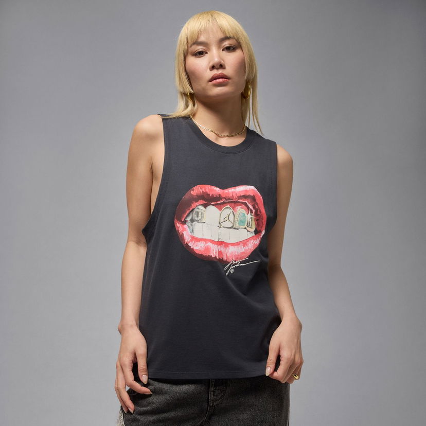 Majica bez rukava Jordan Flight Sleeveless Lips Graphic Tee Crna | HV0223-045