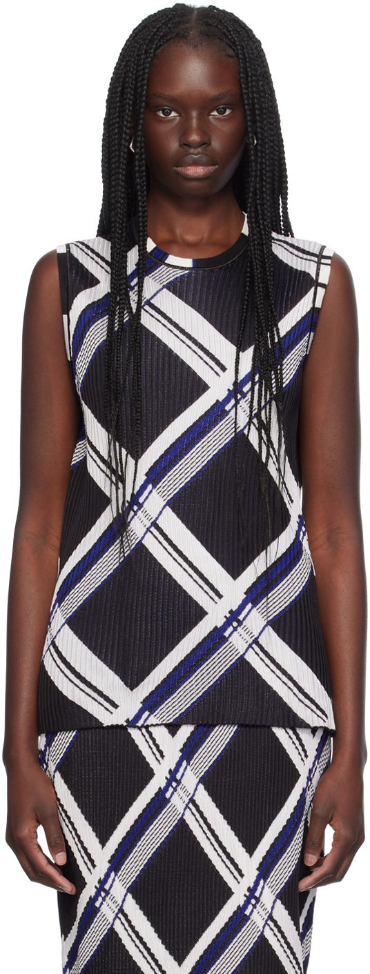 Majica bez rukava Burberry Silk Check Tank Top Crna | 8088896