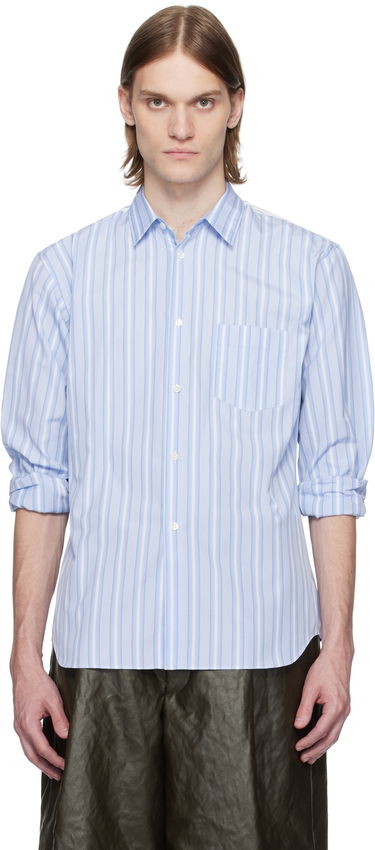 Košulja Comme des Garçons Comme des Garçons Shirt Yarn Dyed Stripe Poplin Shirt Plava | FZ-B401-051, 0