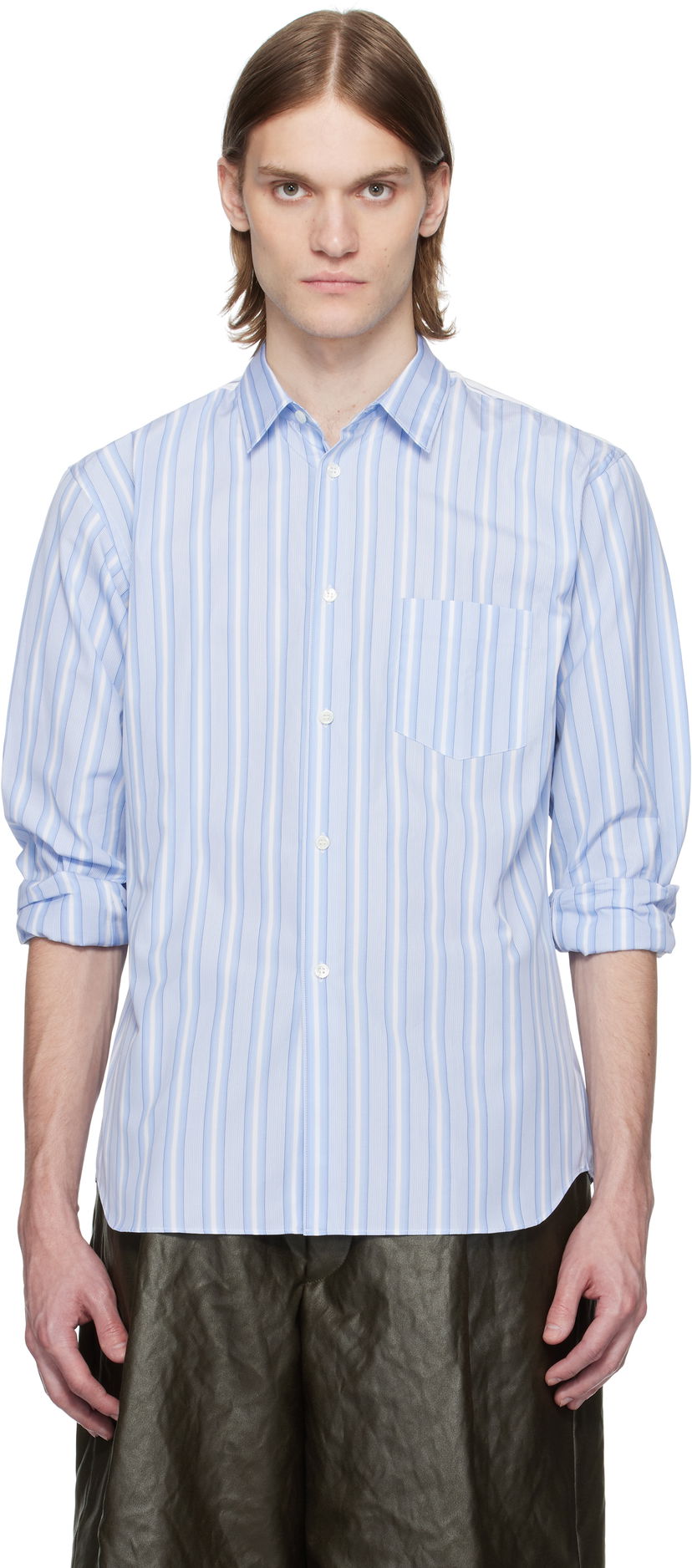 Košulja Comme des Garçons Comme des Garçons Shirt Yarn Dyed Stripe Poplin Shirt Plava | FZ-B401-051