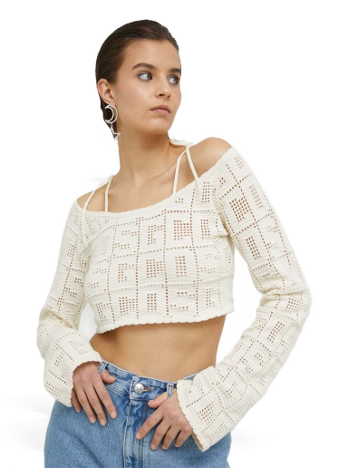 Džemper GCDS Cropped Sweater Bež | SS23W380920