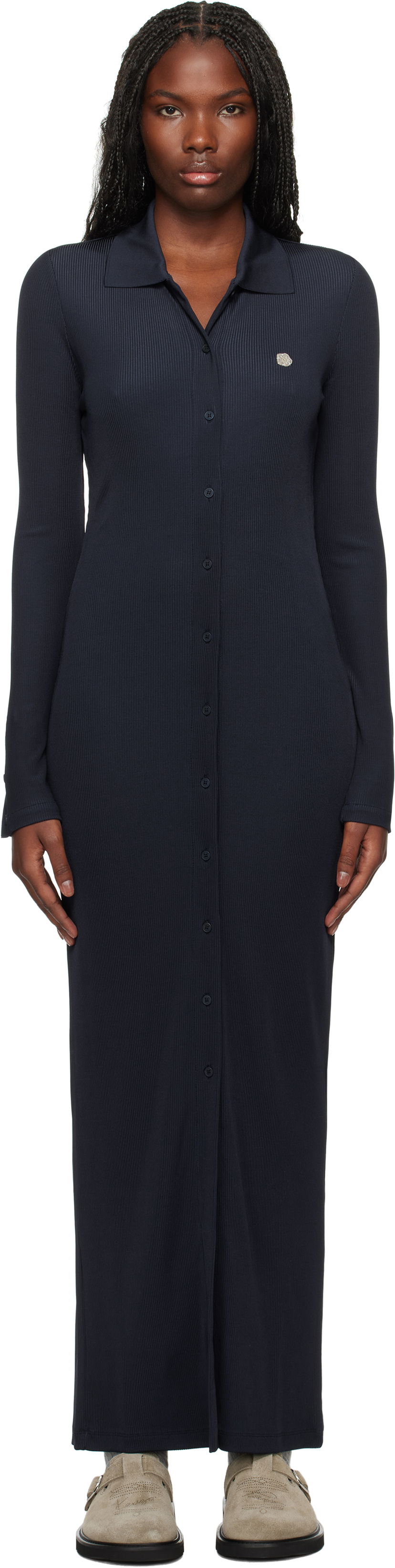 Haljina KENZO Long Rib Cardigan Dress Tamnoplava | FE62RO7654SS
