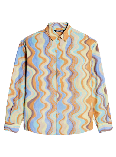 Košulja Jacquemus La Chemise Simon Classic Print Desert Waves Blue Stripes Bež | 216SH001-1356-3EU