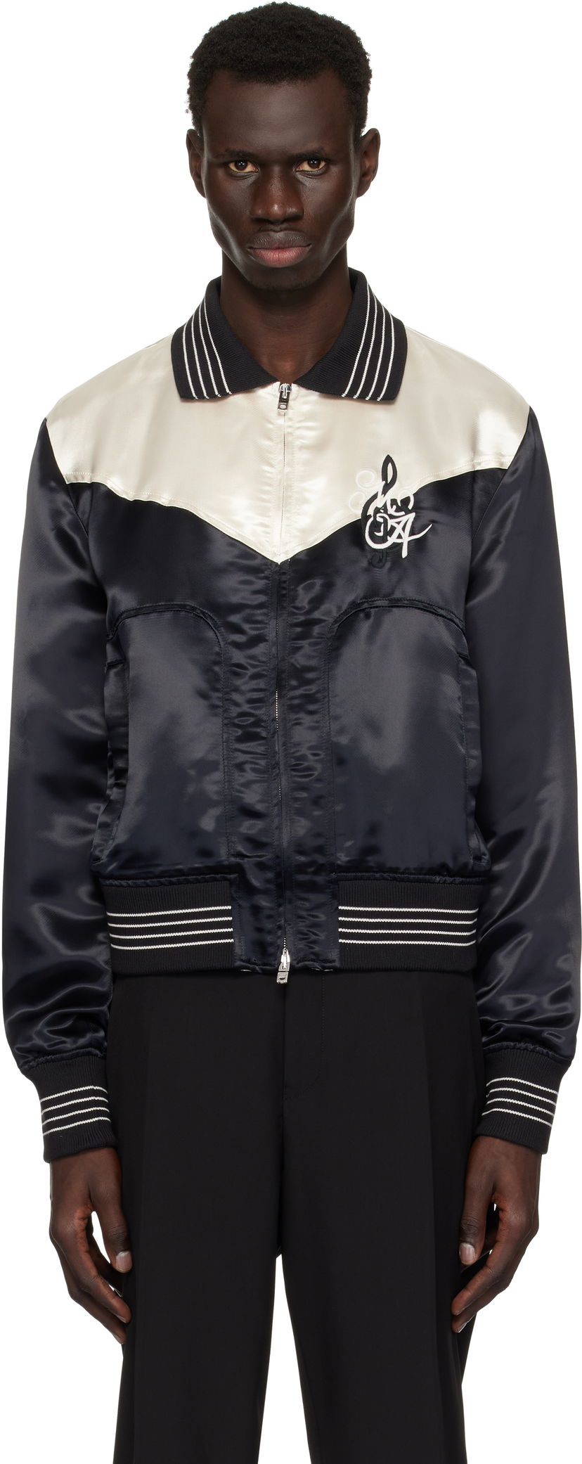 Bomber jakna AMIRI AMIRI 'MA' Music Note Satin Jacket Crna | AMOUBN1074
