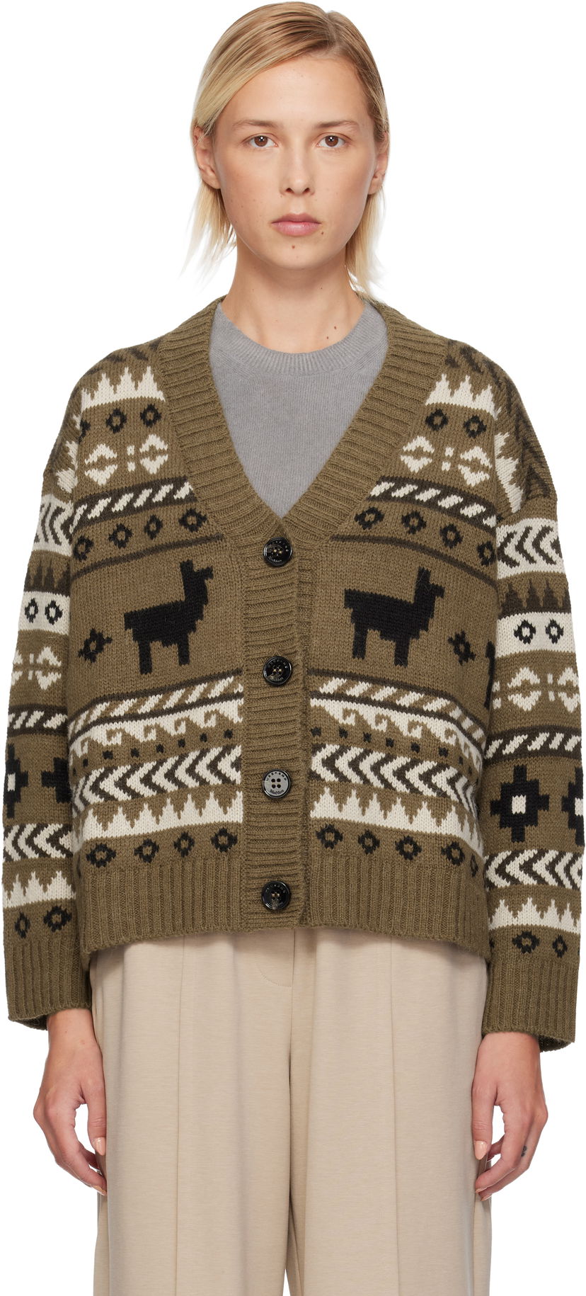 Džemper Max Mara Llama Motif Fair Isle Cardigan Višebojno | 2525346092600