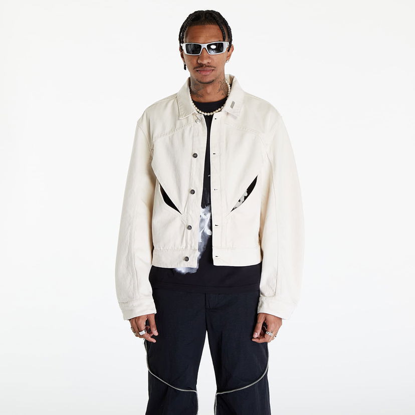 Jakna HELIOT EMIL Equisetum Cutout Denim Jacket Bijela | HE_M_02_087_ST18