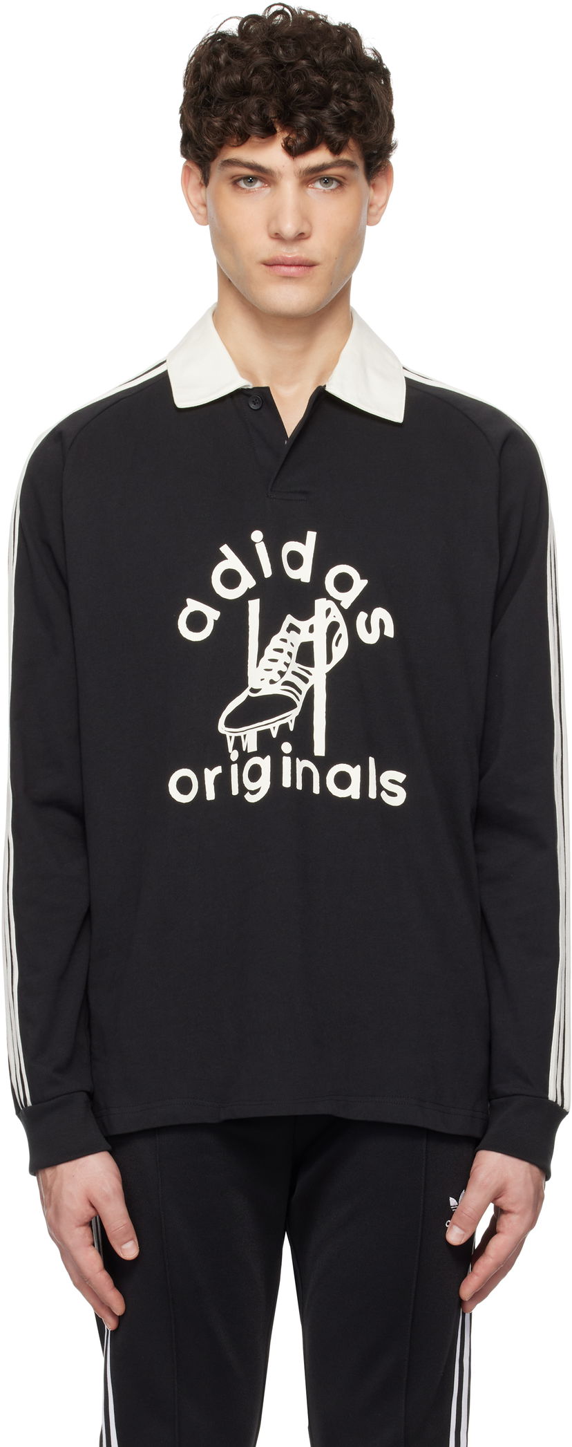 Polo majica adidas Originals Originals Rugby Polo Crna | JD1091