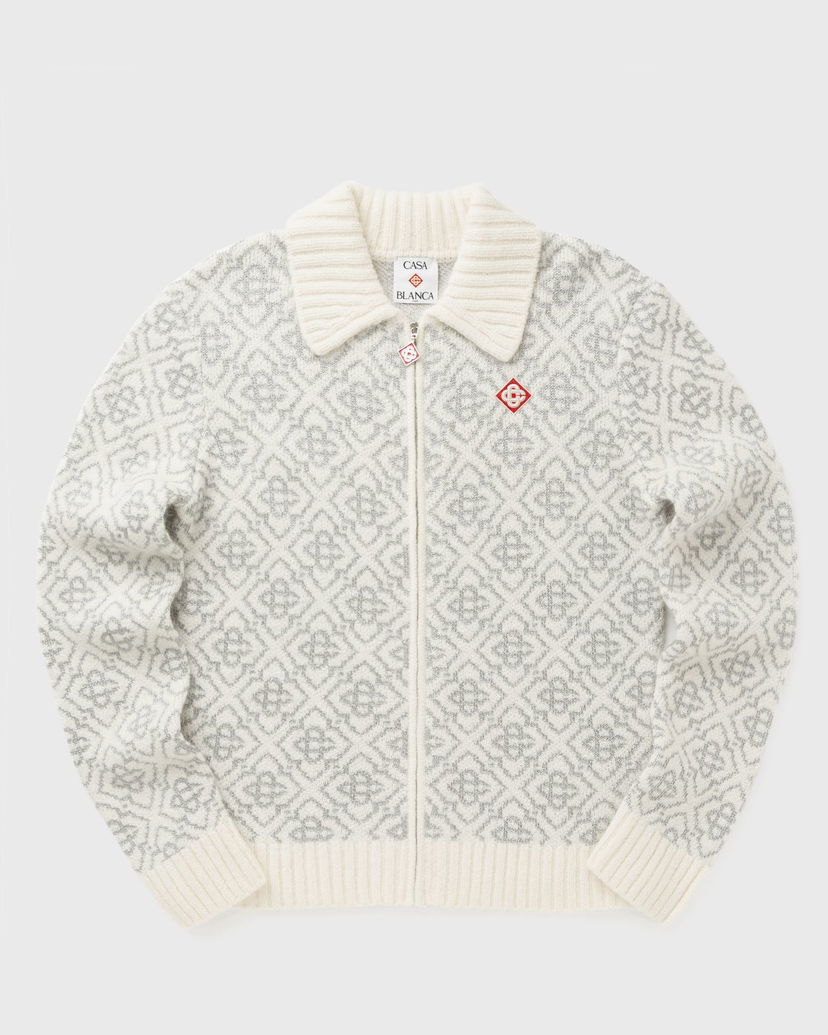Džemper Casablanca Monogram Knitted Zip-Up Cardigan Bijela | M-AW25-KW-1042-01