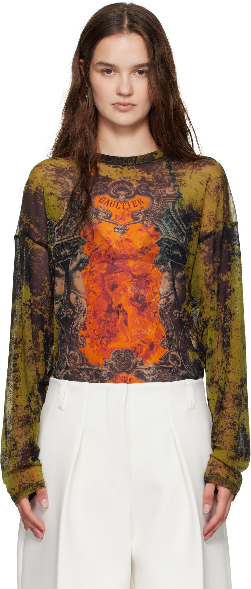 Majica kratkih rukava Jean Paul Gaultier Jean Paul Gaultier Oversized Medallion Graphic Top Zelena | 25/03-W-TO340-M006P-004115