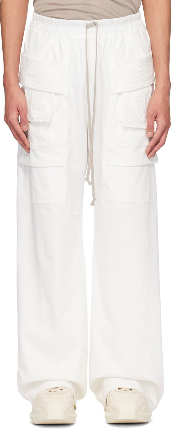Cargo hlače Rick Owens Creatch Wide Leg Cargo Pants Bijela | DU01D1394 RIG