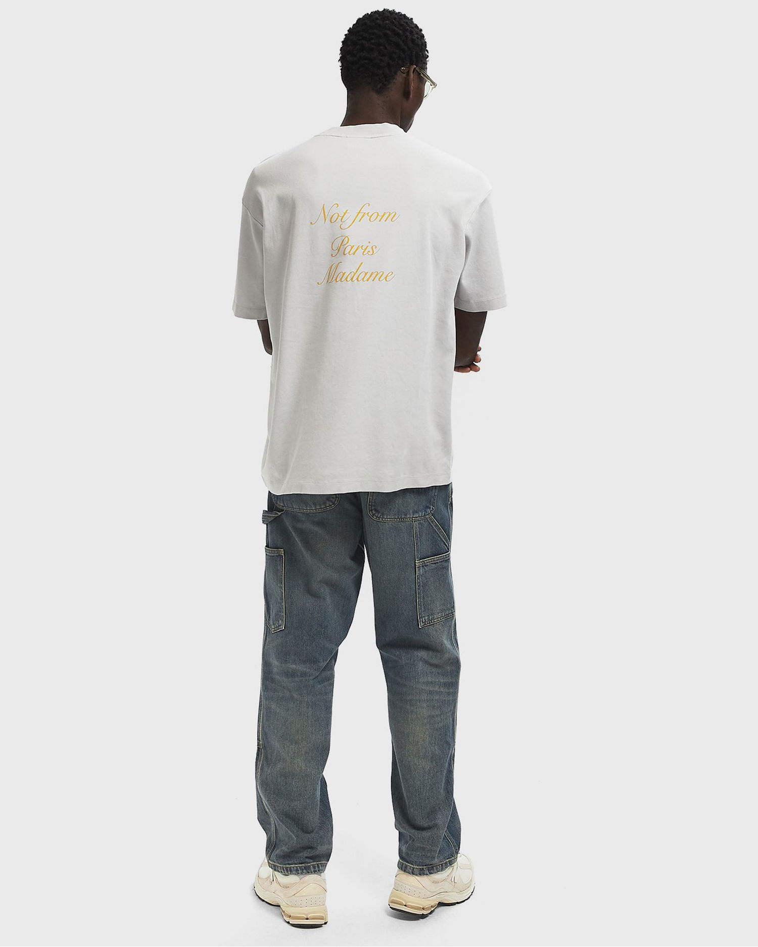 Majica kratkih rukava Drôle de Monsieur Slogan Calligraphy T-Shirt Bijela | I-TS209-CO002-LGR, 1