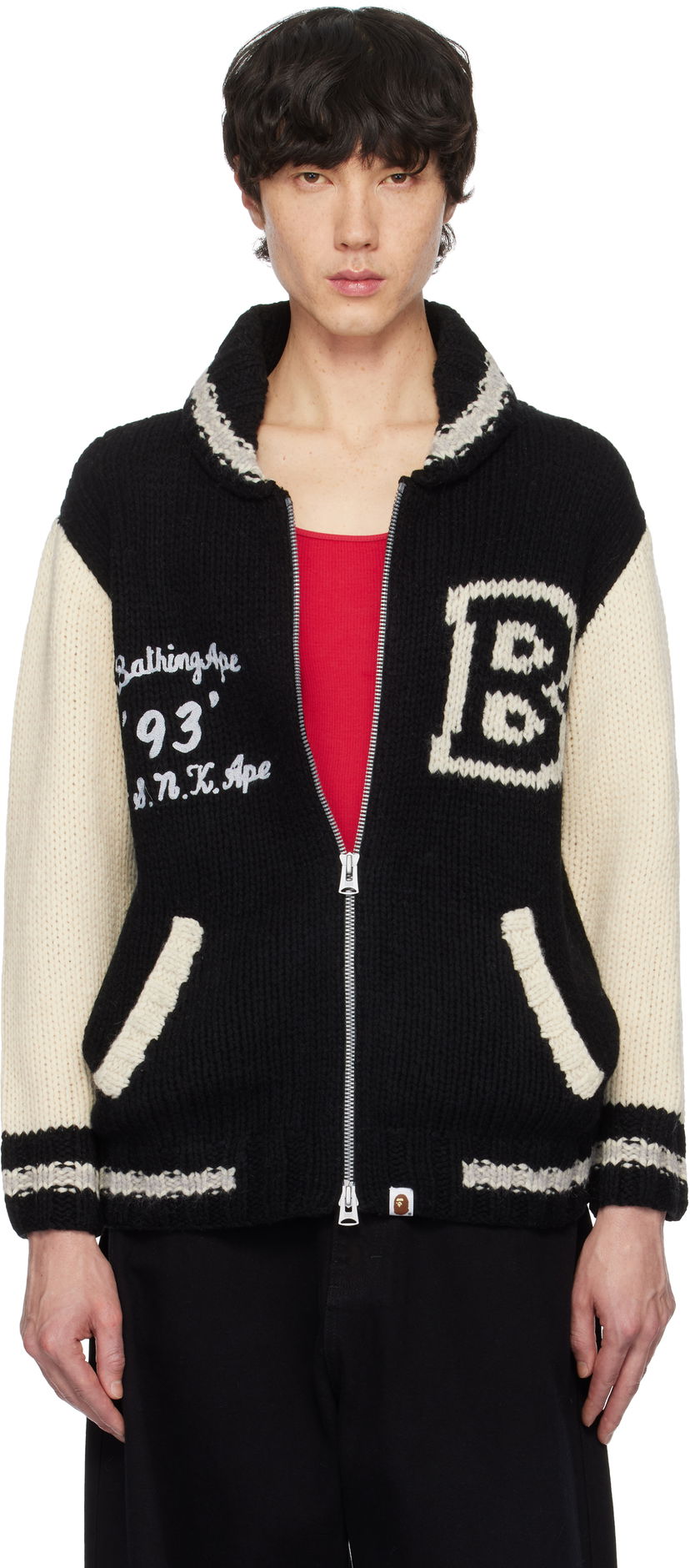 Džemper BAPE A Bathing Ape Cowichan Knit Cardigan Crna | 001KNK801002M