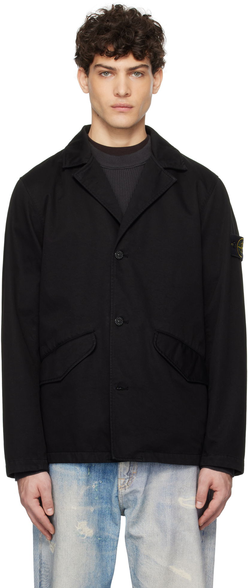 Jakna Stone Island Stone Island Organic Cotton Garment Dyed Blazer Crna | K1S15 A100003 S0034