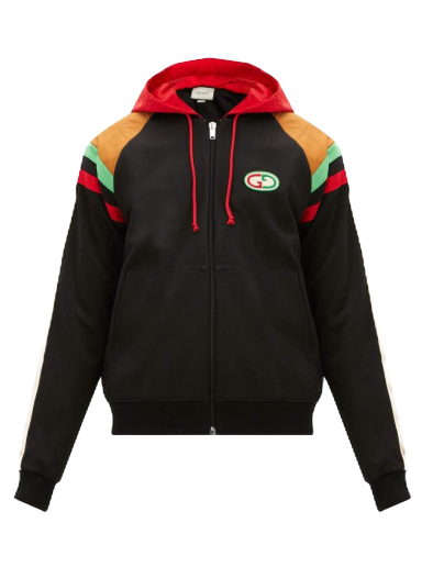 Bomber jakna Gucci GG Patch Web Stripe Hooded Bomber Jacket Crna | 625338XJCNQ-166