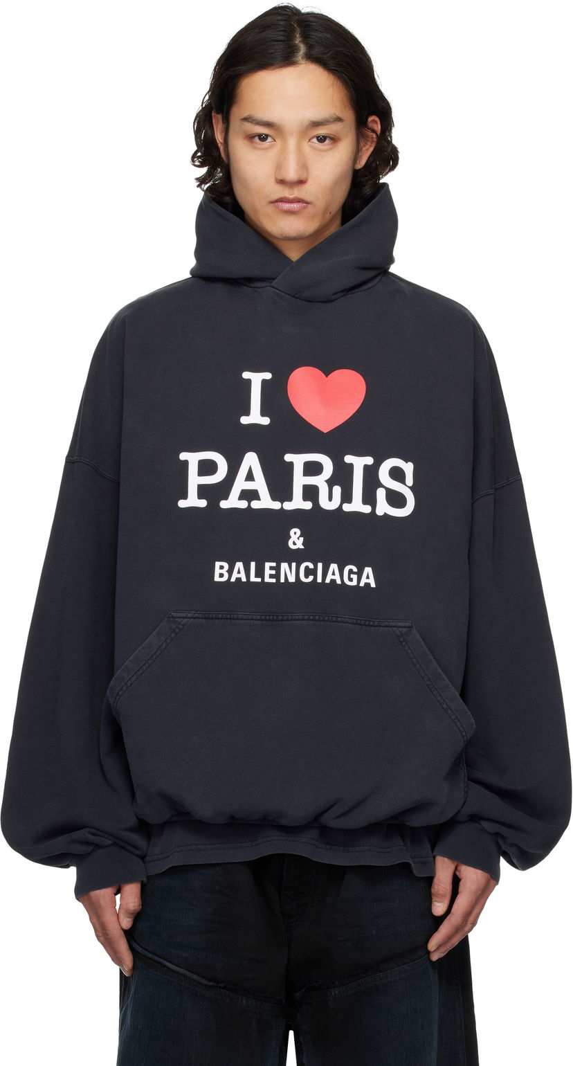 Dukserice Balenciaga Balenciaga 'I Love Paris & Balenciaga' Hoodie Crna | 803265TRVM6