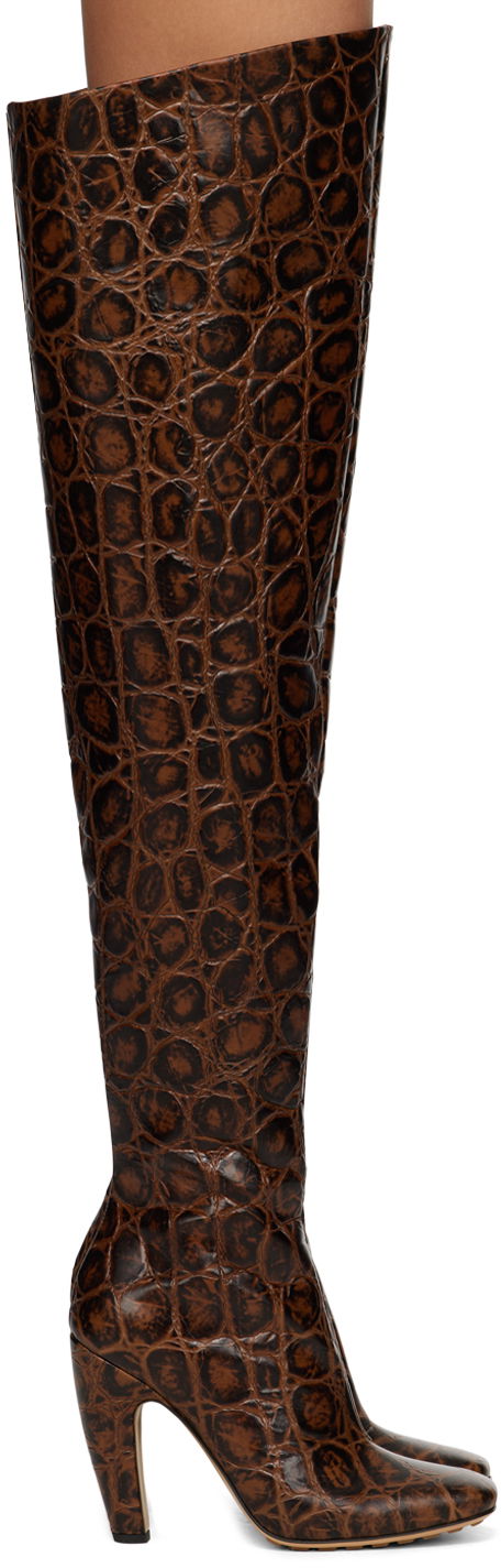 Odjeća Bottega Veneta Bottega Veneta Canalazzo Over-The-Knee Boots Smeđa | 716326 V3J80