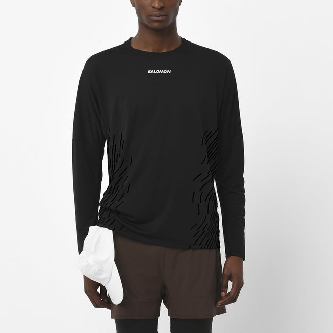 Majica kratkih rukava Salomon Sense Aero Graphic Long-Sleeve Shirt Crna | LC2697300