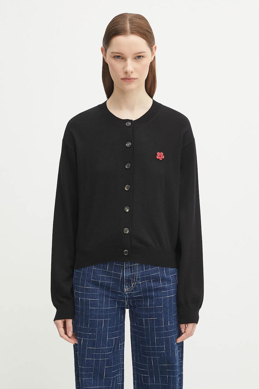 Džemper KENZO Kenzo Boke Flower Crest Crewneck Cardigan Crna | FF62CA7183LB