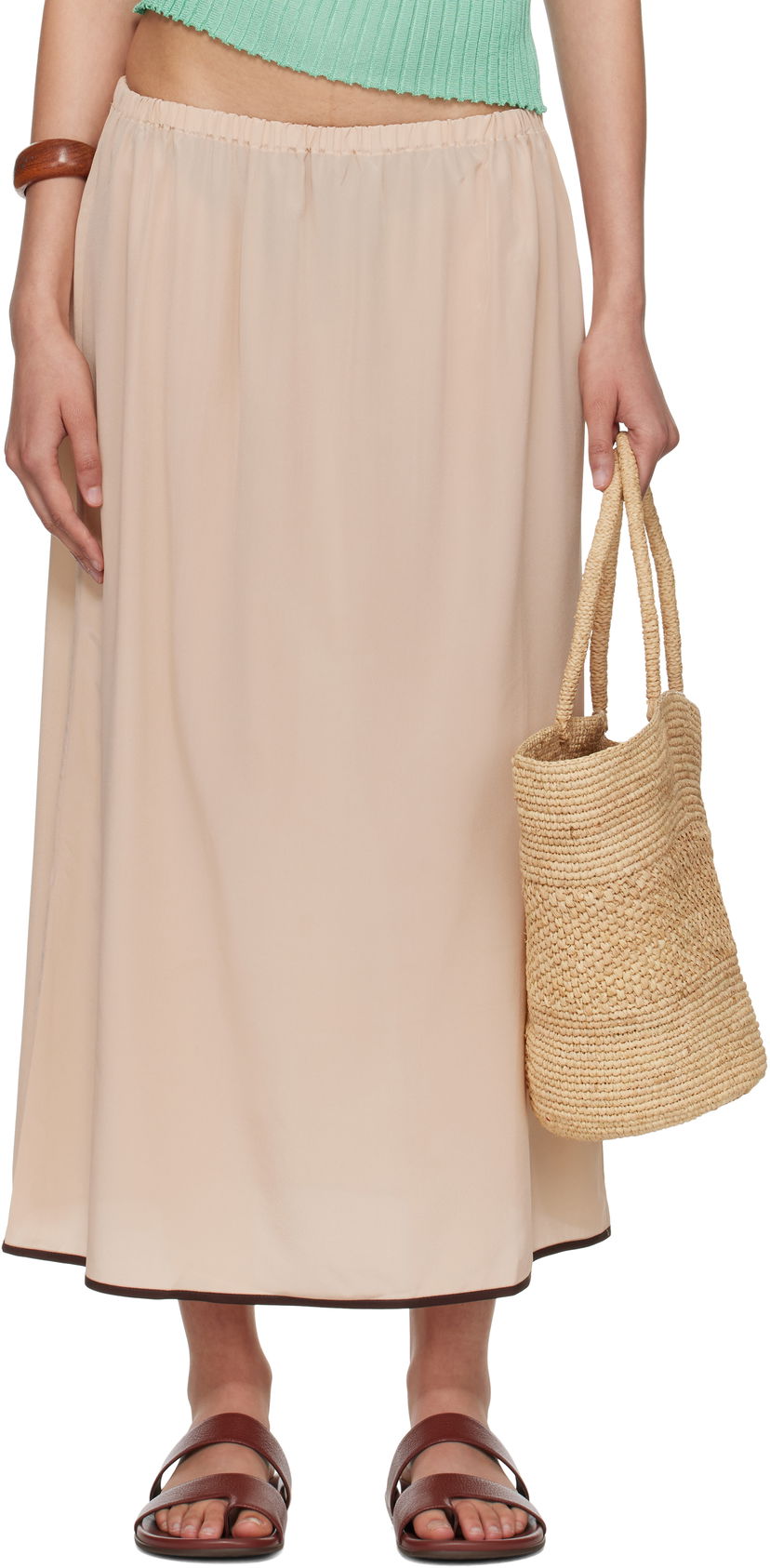 Suknja Baserange Baserange Silk Maxi Slip Skirt Bež | KIN SKIRT
