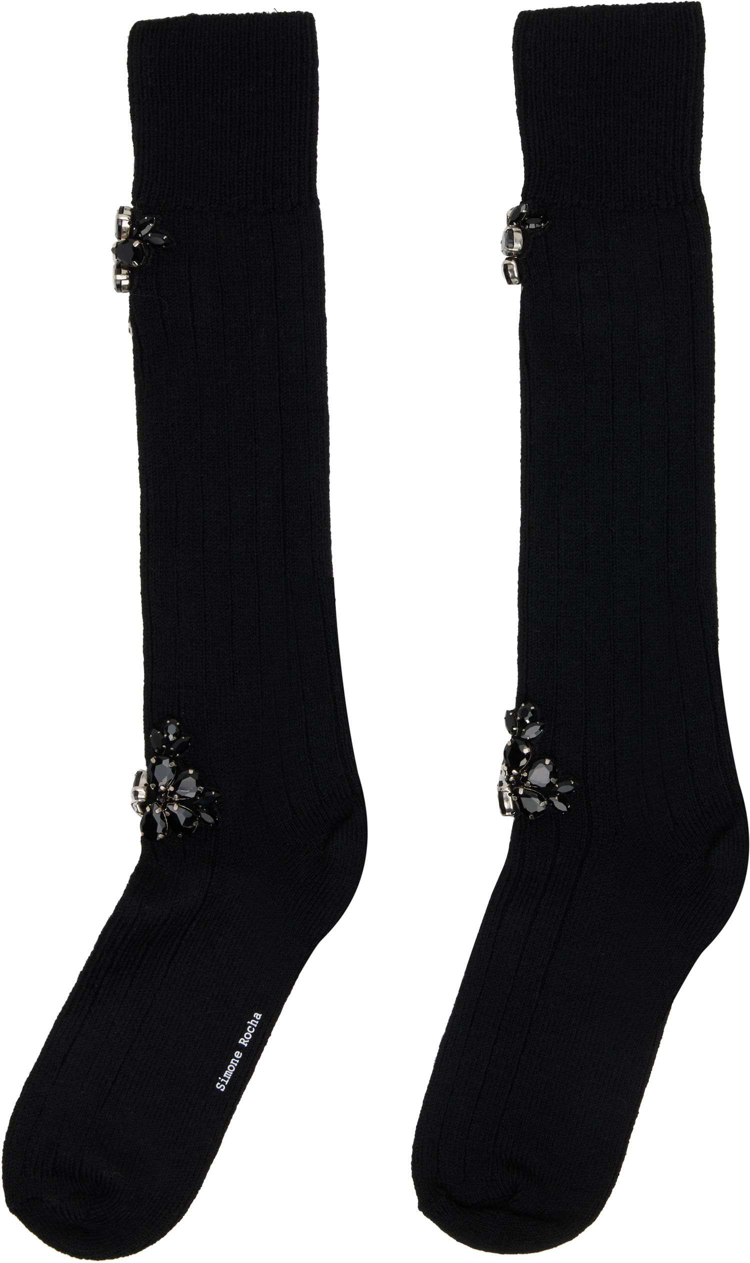 Čarape Simone Rocha Simone Rocha Embellished Rose Knee Socks Crna | SOCK63B 0634, 1