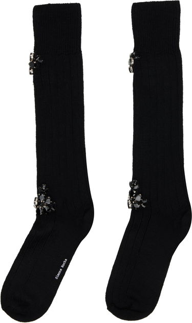 Čarape Simone Rocha Simone Rocha Embellished Rose Knee Socks Crna | SOCK63B 0634, 1