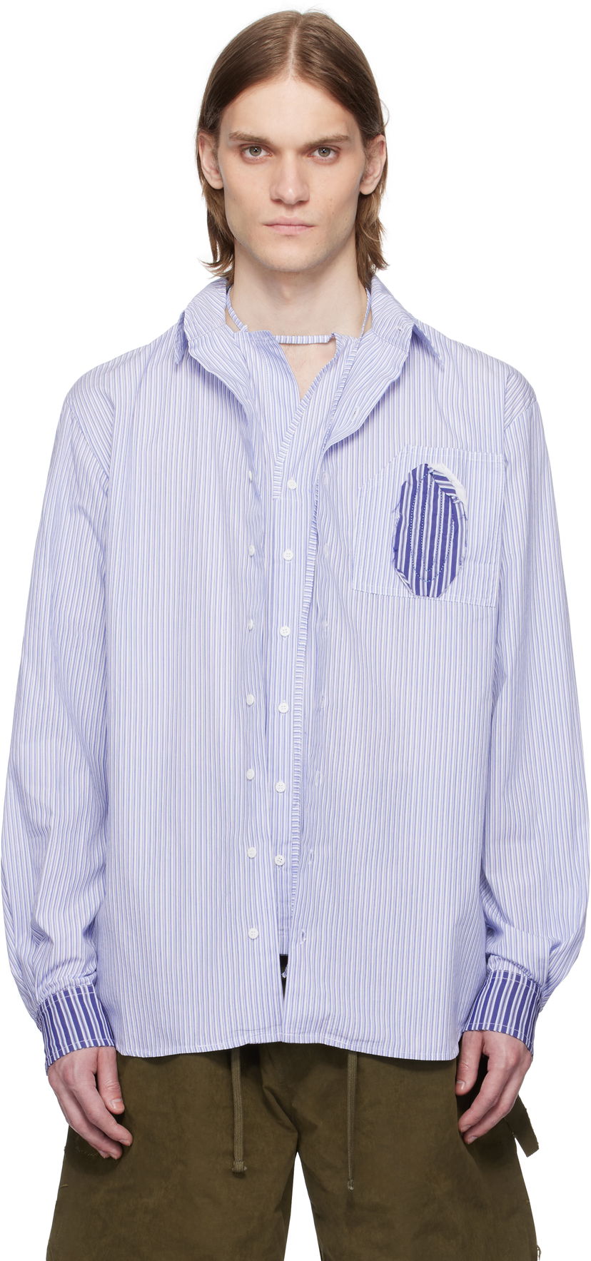 Košulja Ottolinger Ottolinger Oversized Striped Shirt Plava | 111-400311-02