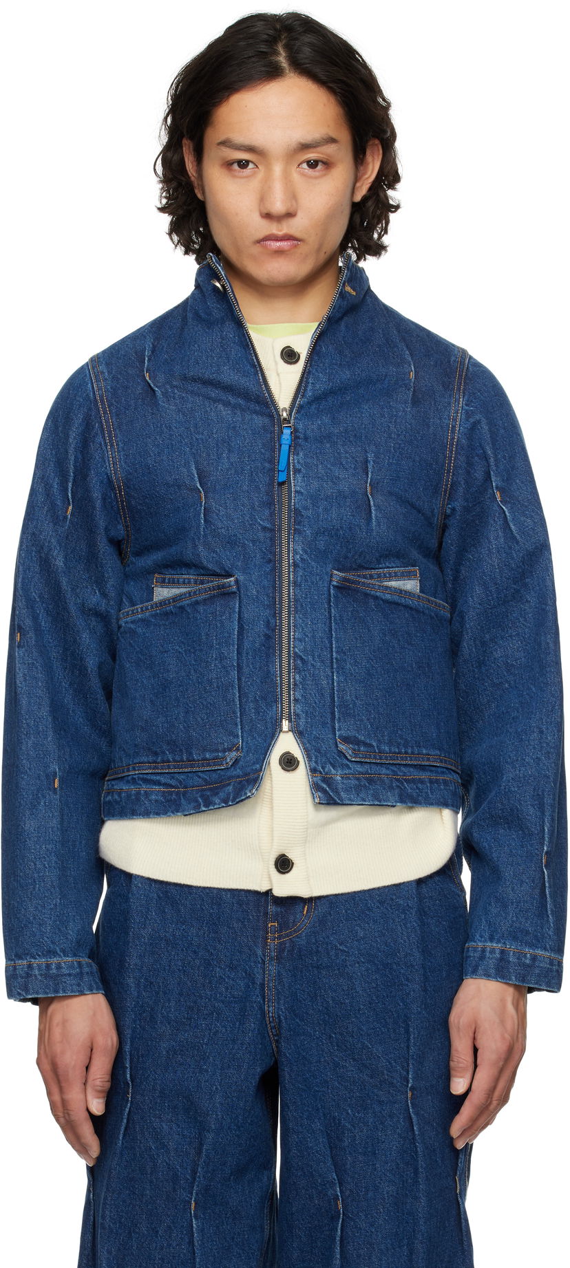 Jakna ADER ERROR ADER error 0108 Cropped Denim Jacket Plava | BO01SSJK0108BL
