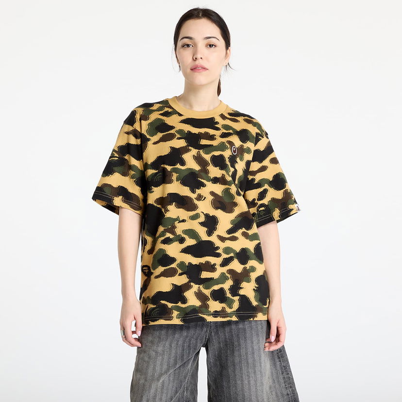 Majica kratkih rukava BAPE A BATHING APE 1St Camo Jacquard Ape Head Relaxed Fit Tee Žuta | 001CSL301304MYEL