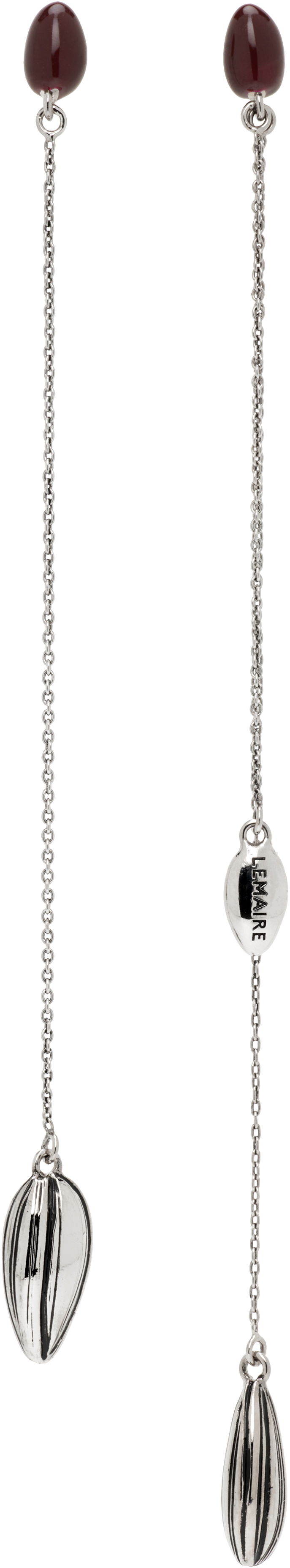 Naušnice LEMAIRE Lemaire Asymmetric Sunflower Seed Earrings Tamnocrvena | JW0033 LO036