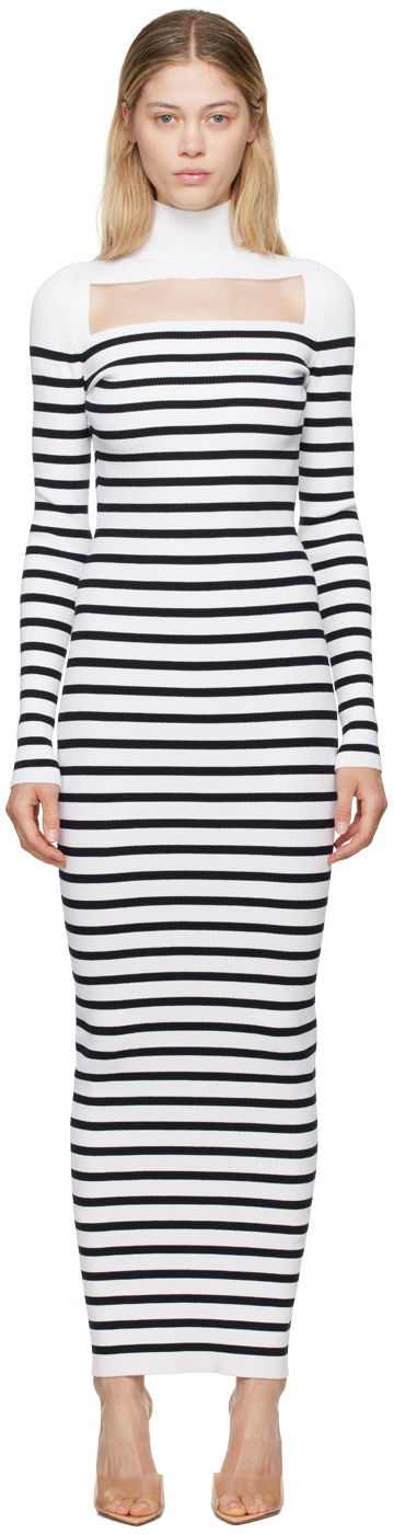 Haljina Jean Paul Gaultier Jean Paul Gaultier 'The Knit Marinière' Striped Maxi Dress Bijela | 24/30-F-RO243-M063-0159